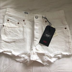 Levi’s 501 white denim shorts